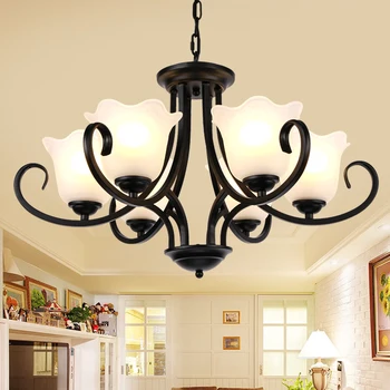 

American iron LED chandelier bedroom luminaire dining room fixtures retro living room suspended lamps restaurant hanging lights