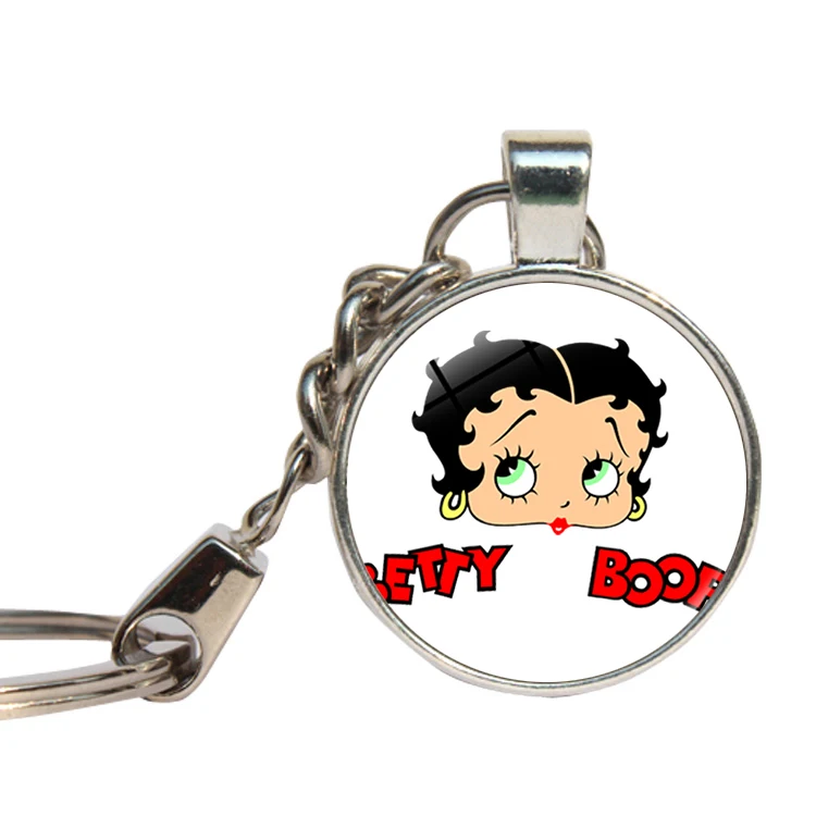 Betty Boop брелки прекрасные Обувь для девочек 80-х Винтаж Sexy Lady Брелоки для автомобиля Стекло Купола Брелок кабошон ключ ювелирные изделия ghildren день подарок - Цвет: As shown