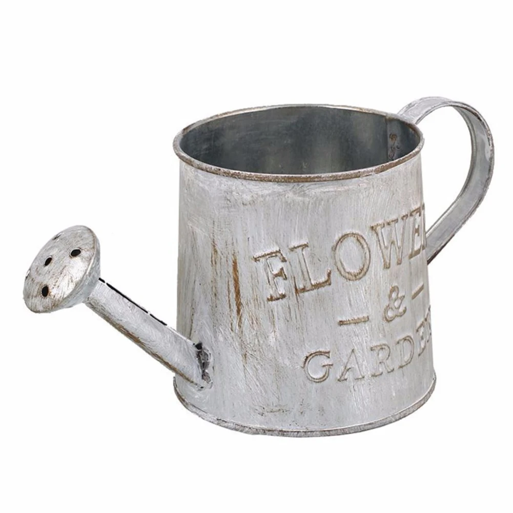 

Vintage Iron Bucket Flower Pot Plant Hanging Basket Pastoral Style Crafts Wall Home Desktop Decor Photo Props