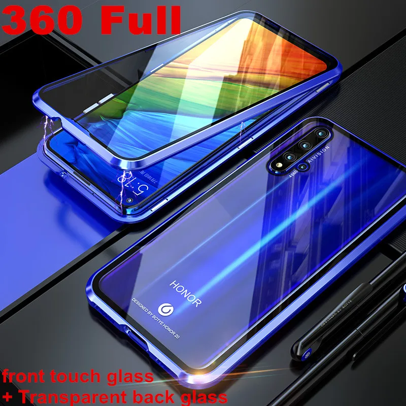 Luxury Magnetic Metal Bumper Case For Huawei Honor 20 Pro 20i Double Glass Armor Full Body 20Lite 20Pro i | Мобильные телефоны и