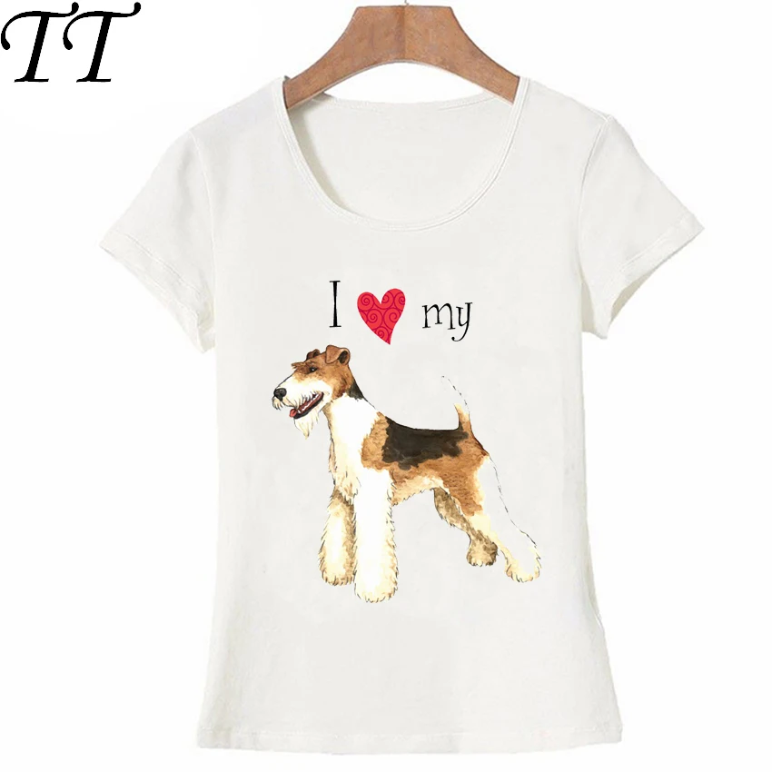 

I Love my Wire Fox Terrier t-shirt 2018 summer fashion women T shirt Woman short sleeve casual Tees lovely girl Tops