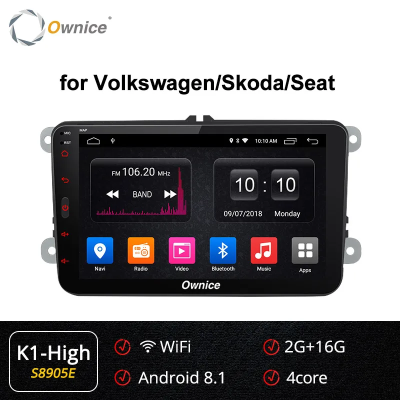 Ownice 2 Din K1 K2 Android 9,0 Восьмиядерный автомобильный dvd-плеер для Volkswagen Passat POLO GOLF Skoda Seat 4G LTE Nerwork 32GB rom - Цвет: S8905 K1-High