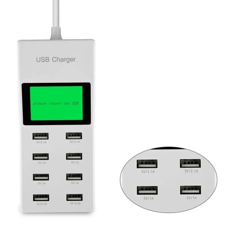 

2015 New Multiple Port 8-Port USB Portable Home Travel Wall Charger With LCD