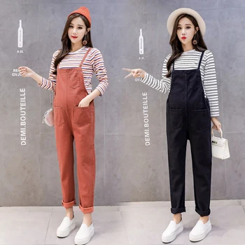 

9016# Autumn Spring Fashion Denim Maternity Jumpsuits Overalls Jeans for Pregnant Women Pregnancy Casual Bib Pants Drop Shipping