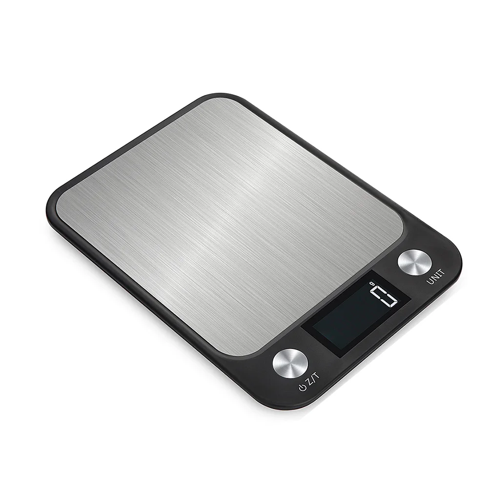 Цифровые кухонные весы из нержавеющей стали, электрические кухонные весы, высокоточные весы для выпечки еды, ЖК-дисплей с подсветкой - Цвет: Black