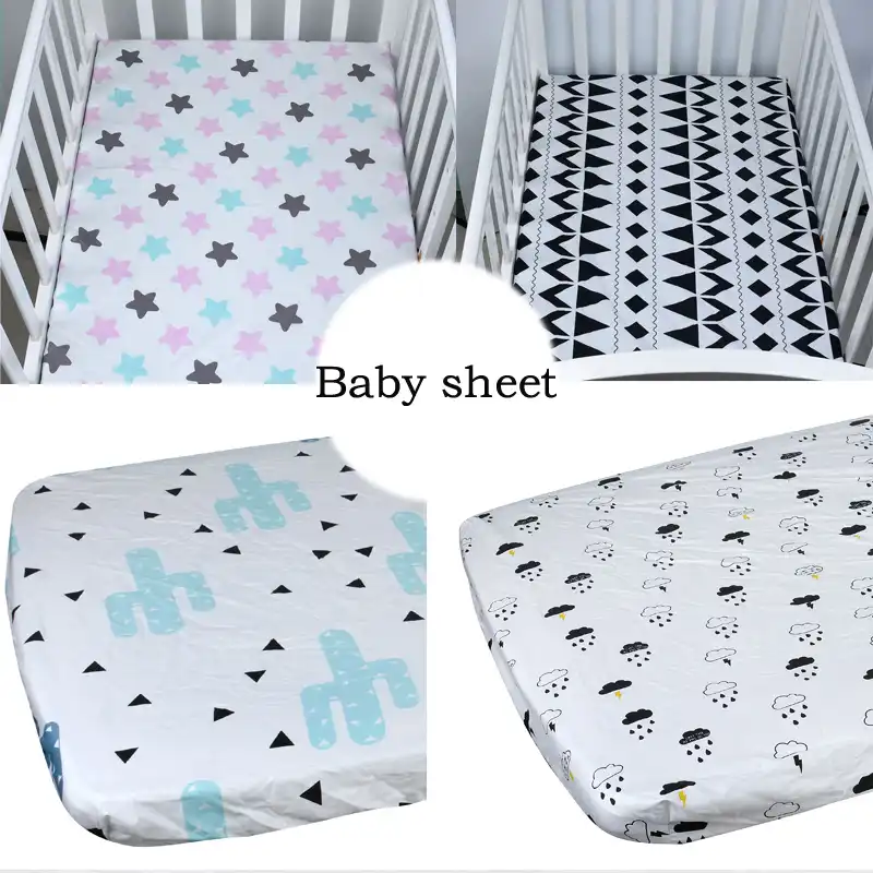 Drap Housse De Lit De Bebe 130 Coton Noir Et Blanc 1 Piece Modele De Lit De Bebe Pour Garcon Et Fille 100 X 70cm Aliexpress