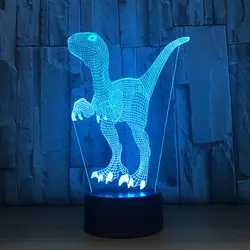 Сенсорный выключатель светодиодный настольная ночник красочные USB Настольный акрил лампа 3D Иллюзия динозавр Home Decor подарок для детей