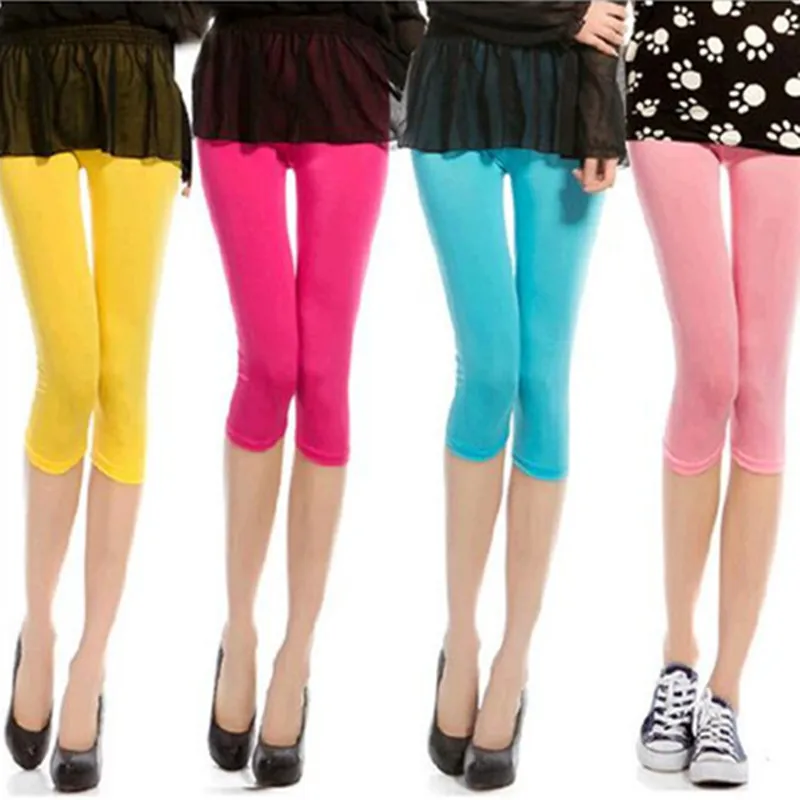 

Women Leggings Fitness Elastic Slim Mid Calf Pants Summer Stretch Skinny Leg Pants Jeggings Fitness Trousers