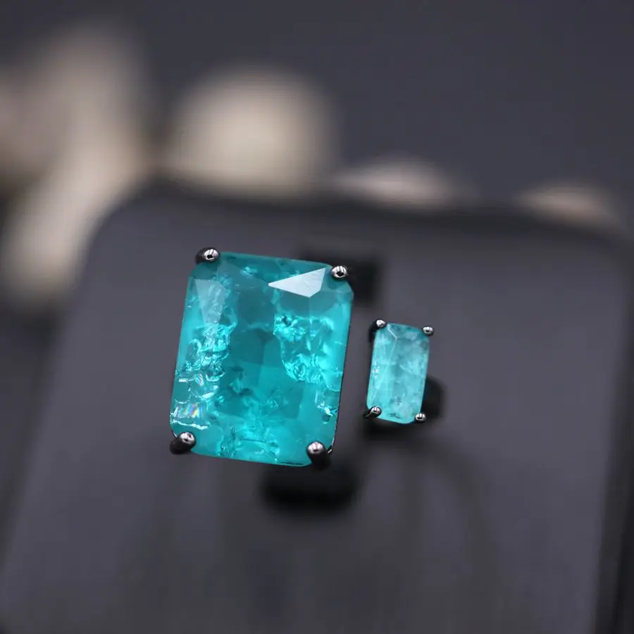 

Square Fusion Stone Rings For Women Multicolor Zircon Open Finger Ring For Women Wedding Gift Adjustable Ring Engagement Jewelry