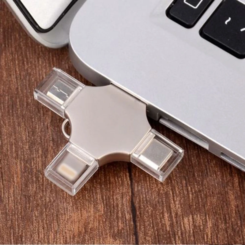 4 в 1 USB флэш накопитель OTG адаптер U диск для Iphone type C Android 128 ГБ|USB флэш-накопители| |