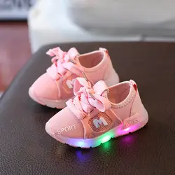 BAIYOUXIONG Новый с подсветкой кроссовки для мальчиков осень Карамельный цвет модная дышащая легкая растущих обувь для девочек светящиеся