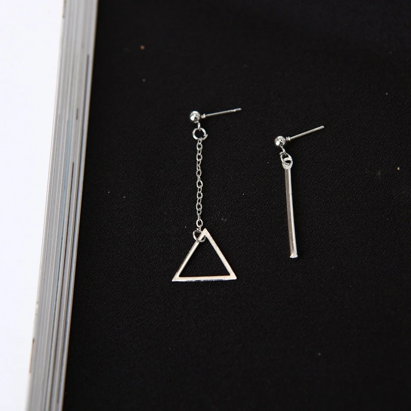 

Silver Color Korean Simple Asymmetric Drop Earrings Geometric Triangle Square Dangle Earrings For Women Jewelry