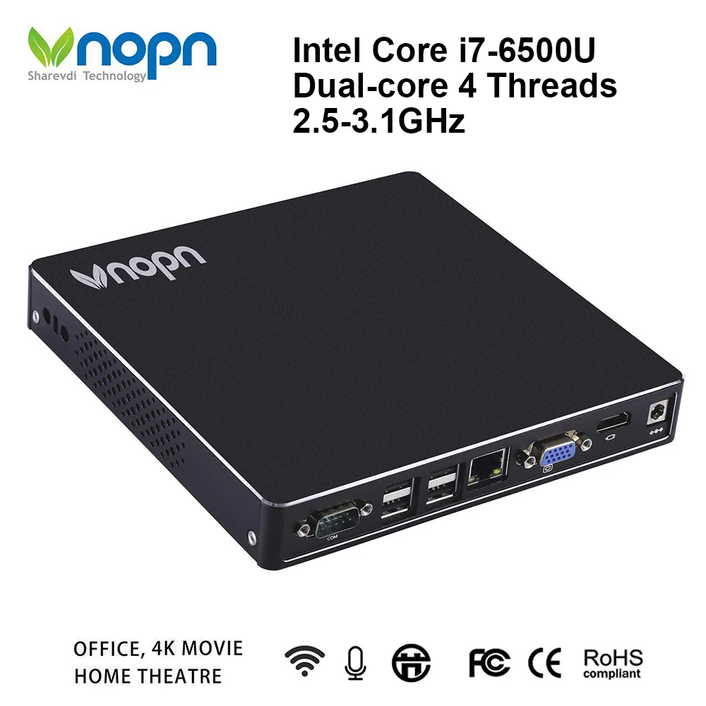 

K576-F8 Mini PC Intel Core i7 6500U Dual-core 4 Threads Gaming Computer HDMI Dual Display DDR3 8G 256G 8*USB Win10 Industrial PC