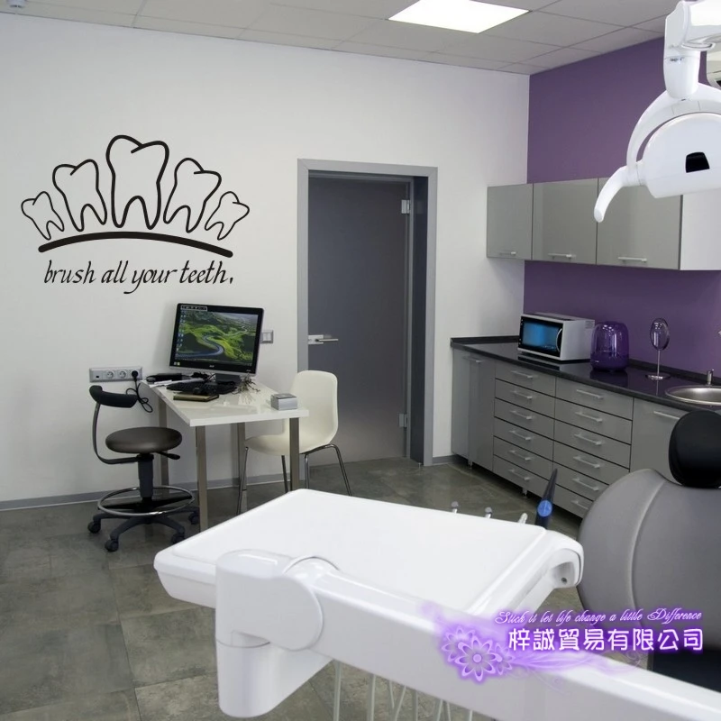 DCTAL Tooth Brushing Teeth Sticker Dental Clinic Dentistry Decal Bathroom Poster Vinyl Art Wall Decals Pegatina Decor Mural