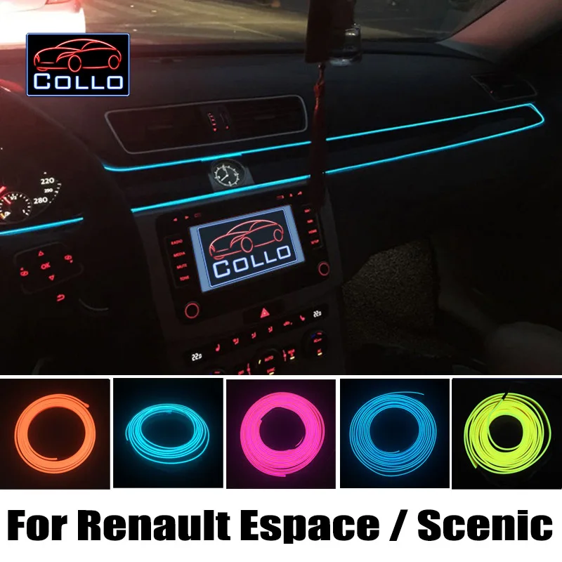 

For Renault Espace 3 4 5 / Grand Scenic 2 3 4 / Flexible Neon Cold Light / 9M EL Wire Car Central Control Desk Decorative Strip
