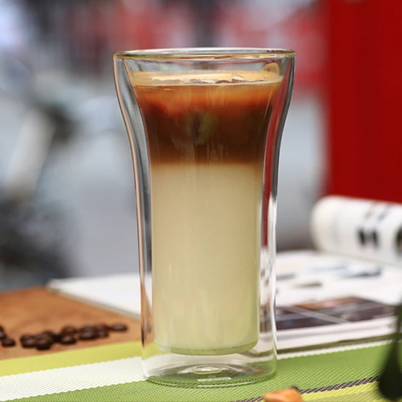 

Hot Transparent Drinkware Coffee Cups Tea Set Mugs Beer Drink Office Mug Double Glass Cup