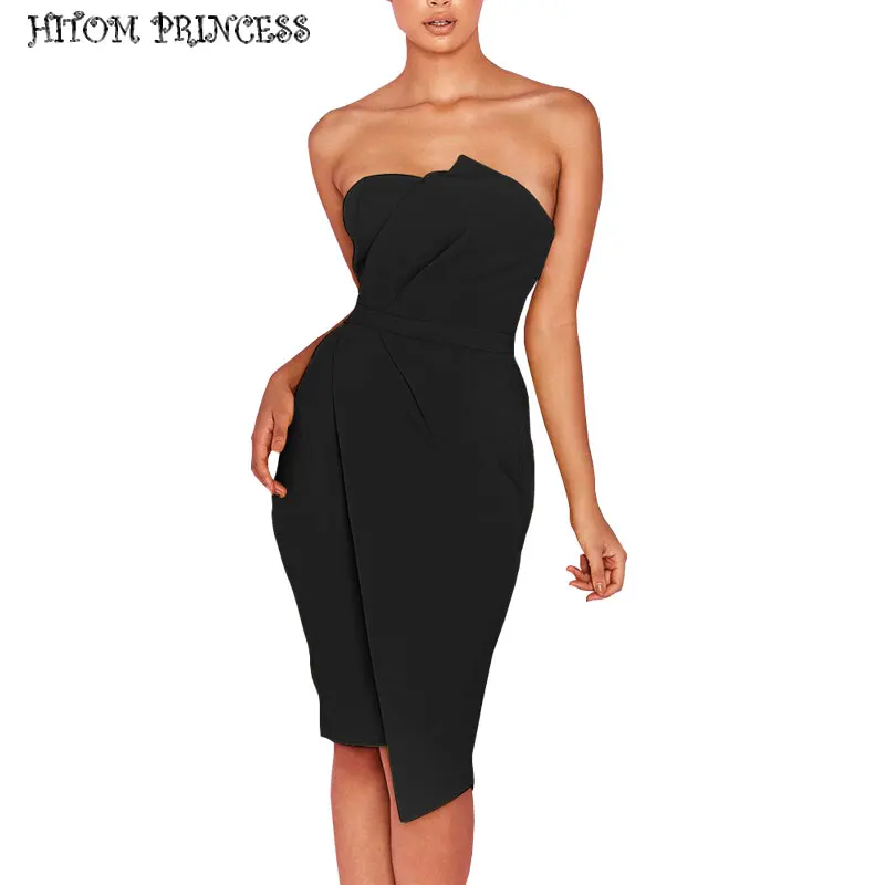 HITOM принцессы без бретелек Bodycon платье знаменитости Вечеринка Для женщин летние