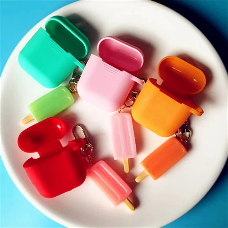 

Cute Cartoon Ice cream Protective Cases Keychain pendant Accessories For Apple Airpods Air pods Earphone Protector Case Cover