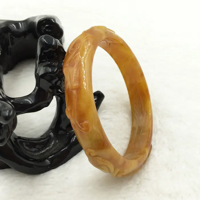 

A-739 Chinese Beautiful Hand-carved Brown Jadeite Jade Gem Bracelet Bangle 56mm 28% 10.13