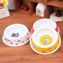 10pcs/lot 14*9*4cm Colorful Round Melamine Cat Bowls Plastic Tableware Pet Supplies Send at Random