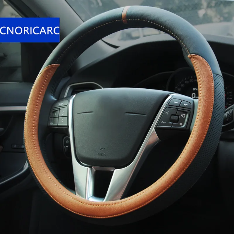 CNORICARC Genuine leather Brown Steering wheel cover for Volvo XC60 S60