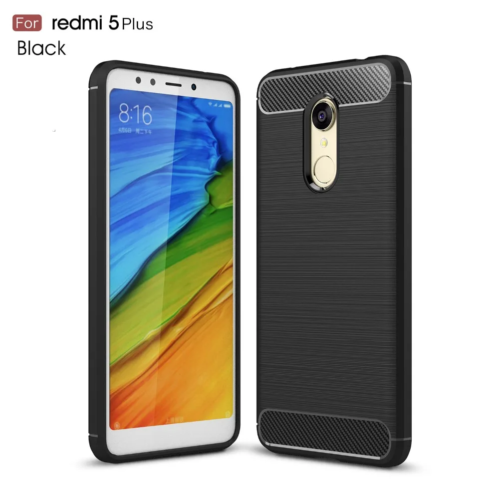 

For Xiaomi Redmi 5 Plus Case Cover Luxury Carbon Fiber Brushed Silicone Rubber Case For Xiaomi Redmi 5 Plus Cover Coque 5.99''