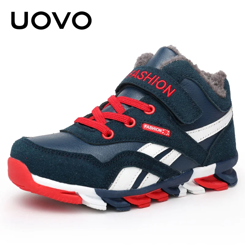 UOVO 2017 Boys Winter Shoes Fashion Sneakers for Boys Warm Plush Kids Boots Children Comfortable Non-Slip Shoes EU31-39 uovo kids snow boots girls boys warm winter snow boots flower fashion winter shoes children boys waterproof non slip shoes