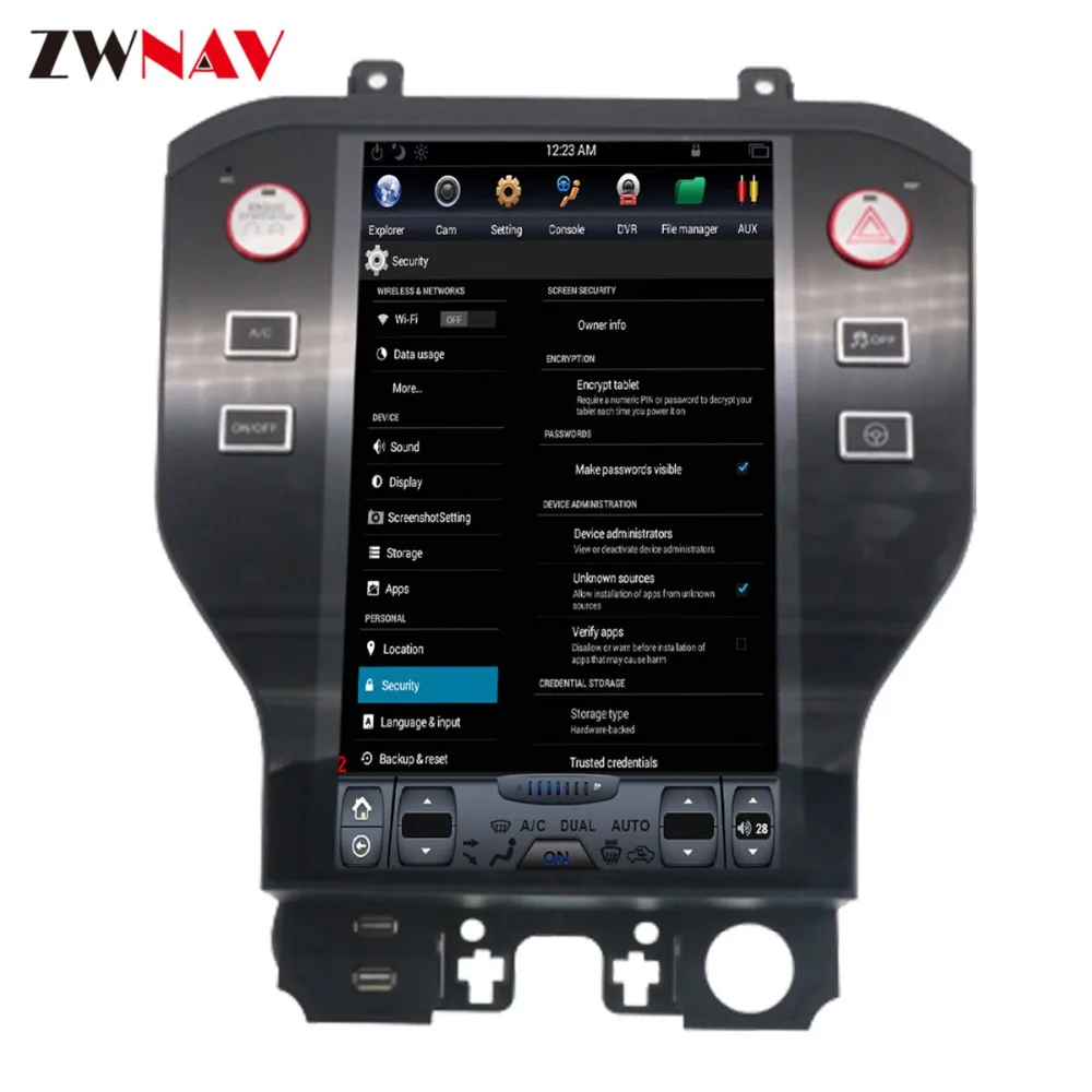 Perfect ZWNVA Tesla style Screen Newest Android 7.1 Car DVD Player GPS Navigation Radio Screen For Ford Mustang MK6 2015 2016 2017 1