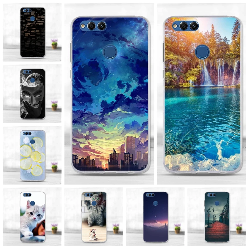 Untuk Huawei Kehormatan 7X Case Cover Coque Kehormatan 7X TPU Soft Case Lucu Ponsel Fundas untuk Huawei Honor7X Mencakup Telepon bumper Case