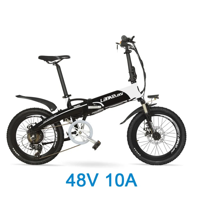 2" складной электрический MTB, 48 В 10Ah Скрытая батарея E велосипед, рама из алюминиевого сплава горный велосипед, принять подвесную вилку - Цвет: Black White 10A