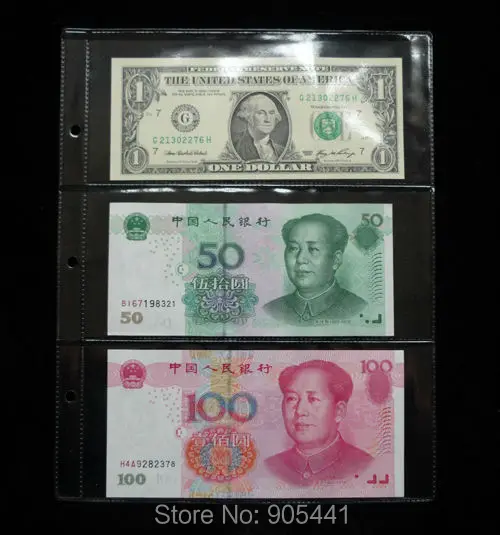 

10 Pcs Paper Money pages 3 Pockets 185*80mm Bill Note Currency Holder Album Pages Collection Free Shipping Wholesale
