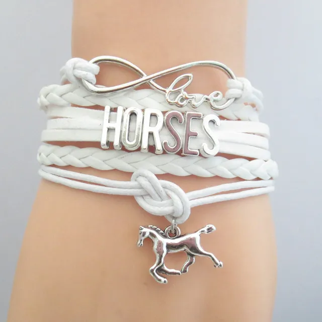 Love horses bracelet horse Charm freindship gift leather wrap bracelets & bangles for woman and