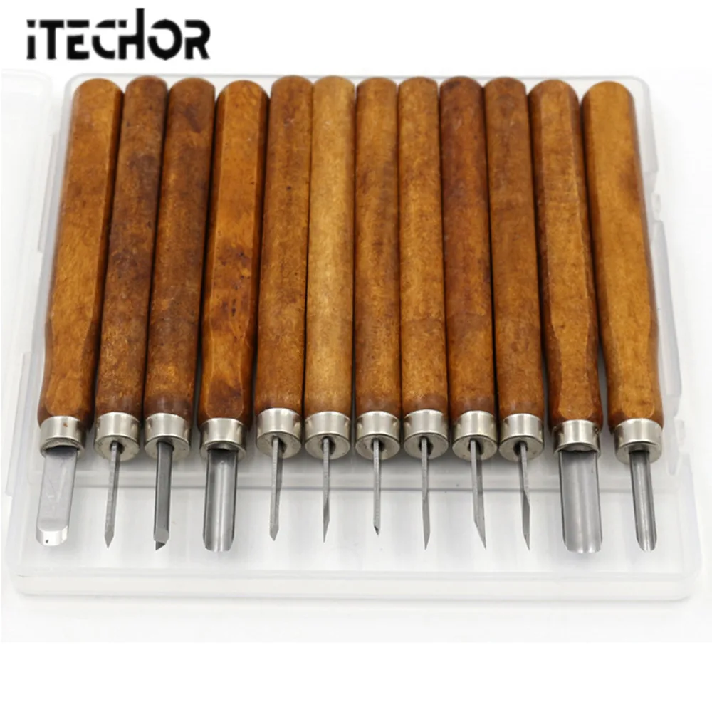 

iTECHOR 12Pcs Set Of Tools Durable Printmaking Woodworking Chisel Tool Set Carving Knives Set Stamp Carving Tool Kit Top Sale