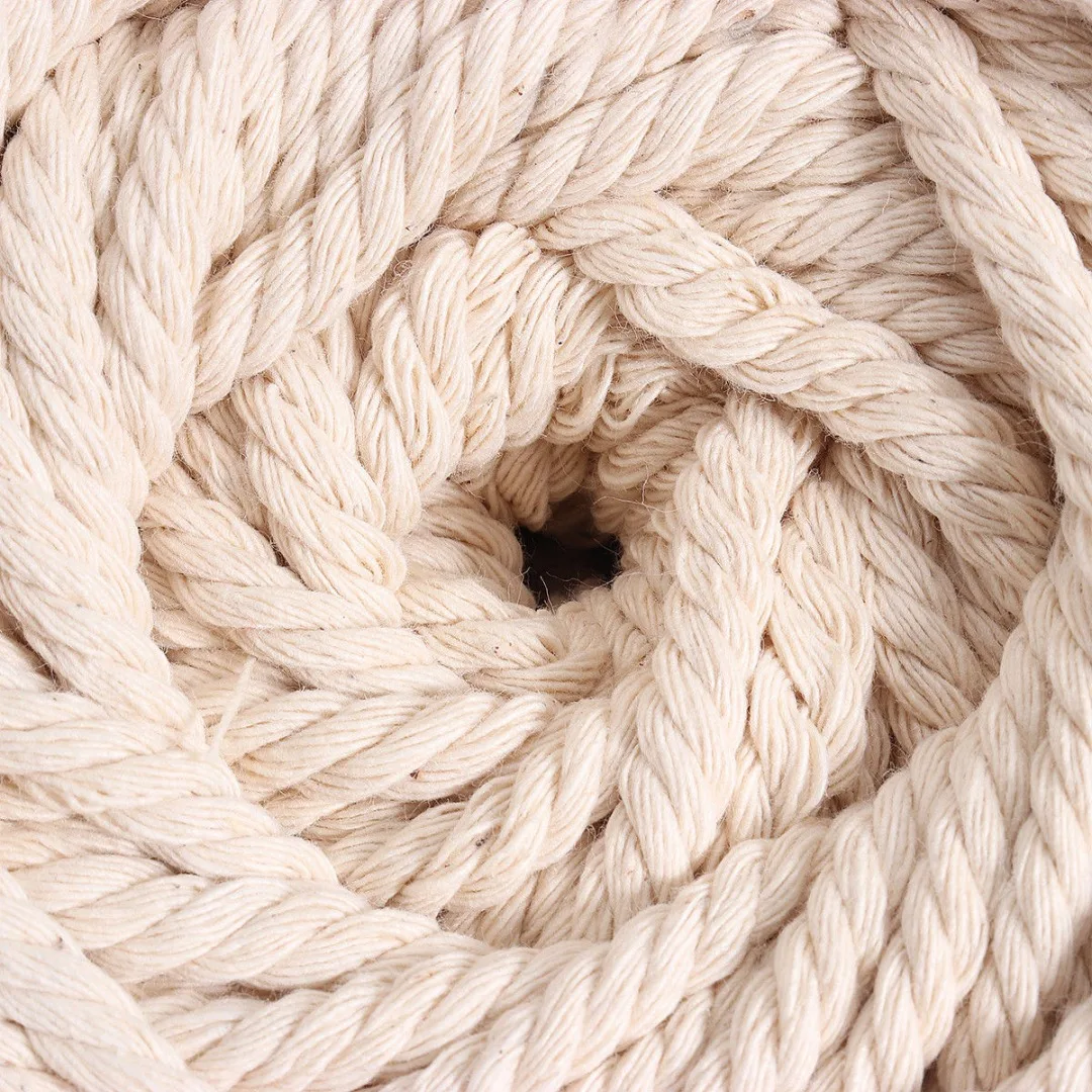 1 Roll 65M Macrame Rope Natural Beige Cotton Twisted Cord 5mm For Artisan DIY Hand Craft