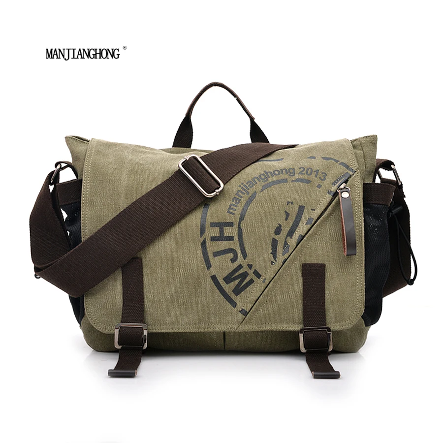

MANJIANGHONG hot new Vintage Men's Messenger Bag Canvas Shoulder Bag Fashion Men Business Crossbody Bag Printing Travel Handbag