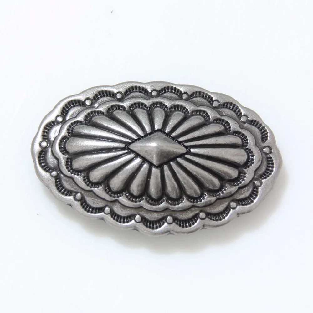 

(KBO03) Wholesale 50pc Southwestern Oval Concho Size: 1-3/4" X 1-1/8" Antique-Silver