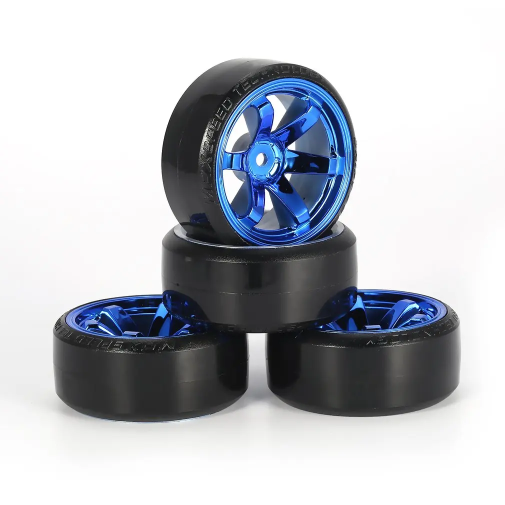 Koop 4 stks RC Drift Speelgoed Auto Tire PlasticTyre Set voor Traxxas HSP Tamiya HPI RC On road Voertuig Drifting auto Onderdelen 7 Kleuren