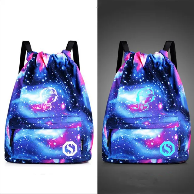 Reether Drawstring School Backpack Student Luminous Bookbag Glow In The