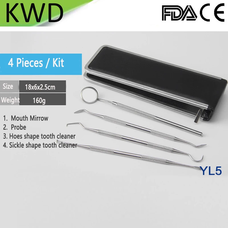 4pcs/set Stainless Steel Mouth Mirror Dental Tools Set Professional Dentist tools Instrument Hygiene Tooth Scraper Plaque | Красота и