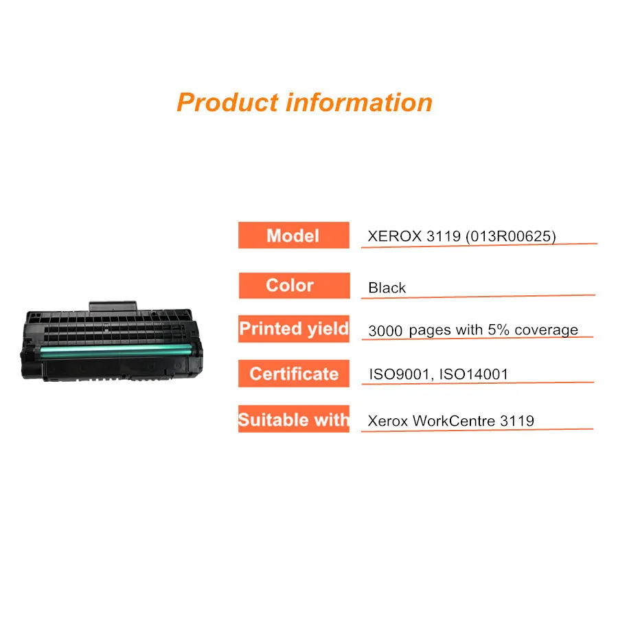 Cartucho de Toner Compatível para Xerox 013r00625 para Xerox 3119 de Impressora Workcentre wc 3119 Wc3119 X-3119 2 Cheap Cartuchos de toner