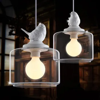 

European creative Bird chandelier LED lamps living room led chandelier E27 led light retro art glass led lustre chandeliers