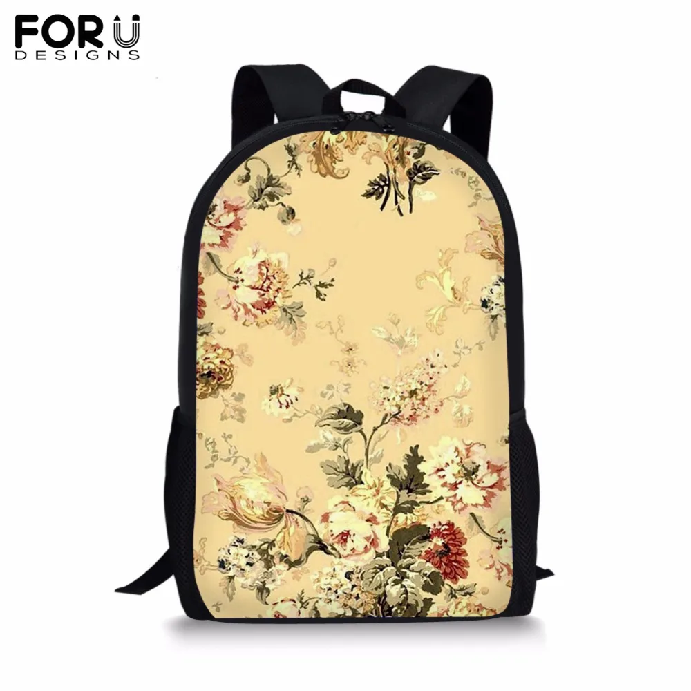

FORUDESIGNS Customize 16 inch Backpack for Teenager Girls Boy Colorful Flower Spot Print School Bag Children's BookBag Daypack