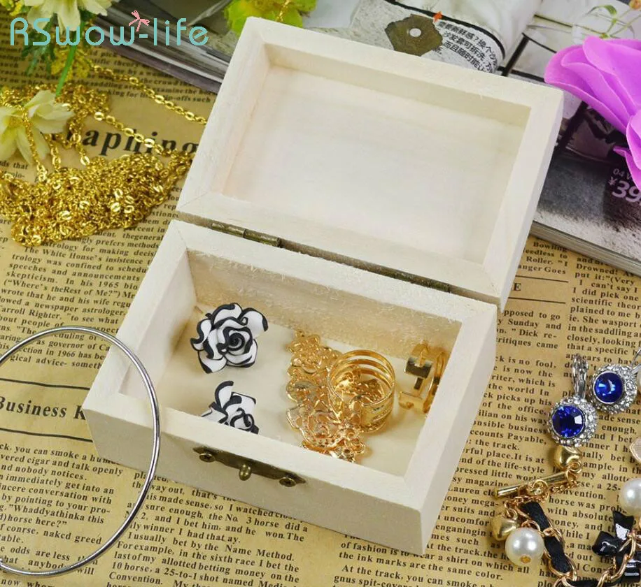 

Rectangular Wooden Box Vintage Wooden Jewelry Box Creative Crafts Wooden Gifts Festival Party Supplies