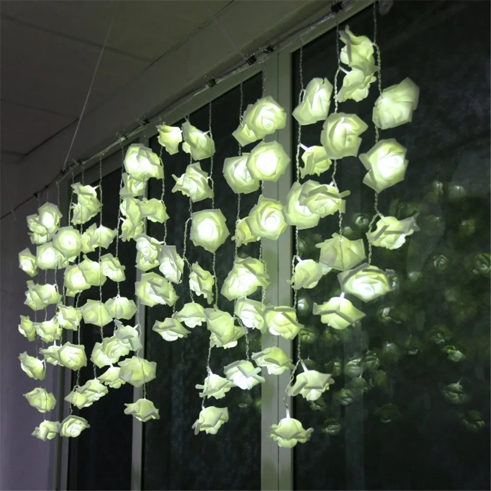 3.5M LED Curtain String Rose LED String Lighting 96 leds Valentine' Day Flower Party Wedding Christmas Fairy Decor 3.5M LED Curtain String Rose LED String Lighting 96 leds Valentine' Day Flower Party Wedding Christmas Fairy Decor