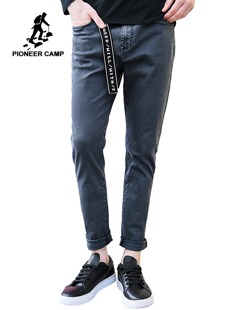 Пионерский лагерь узкие джинсы брендовая мужская одежда новый темно-серый Облегающие штаны мальчиков наивысшего качества стрейч осень