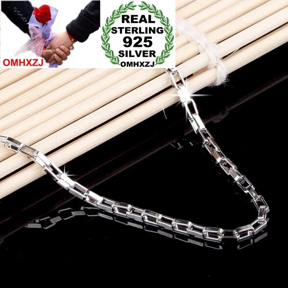 

OMHXZJ Wholesale Fashion simple Woman man 18 & 20 inch 2mm Platinum 925 Sterling Silver Box Short Chains Necklaces Couples NK15