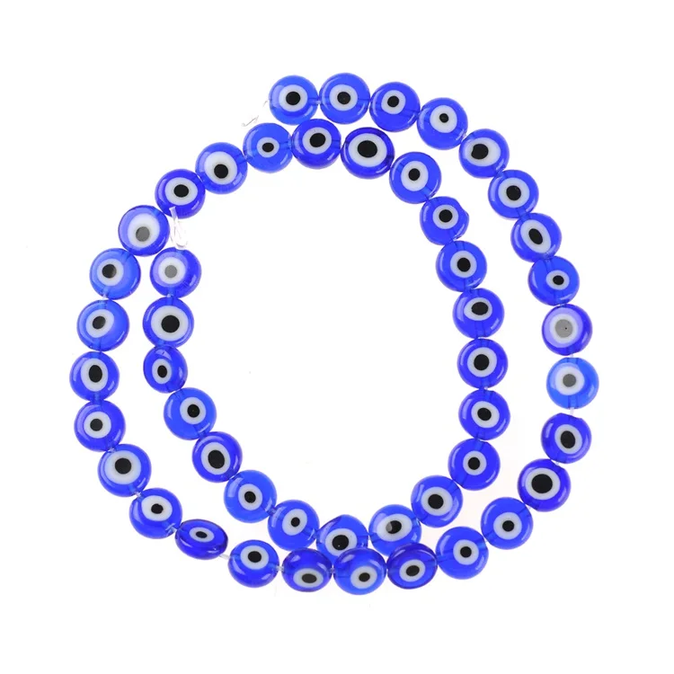 8 мм Разноцветные круглые плоские бусины от сглаза Стеклянные бусины для браслетов и ожерелий DIY Изготовление ювелирных изделий оптом - Цвет: Синий