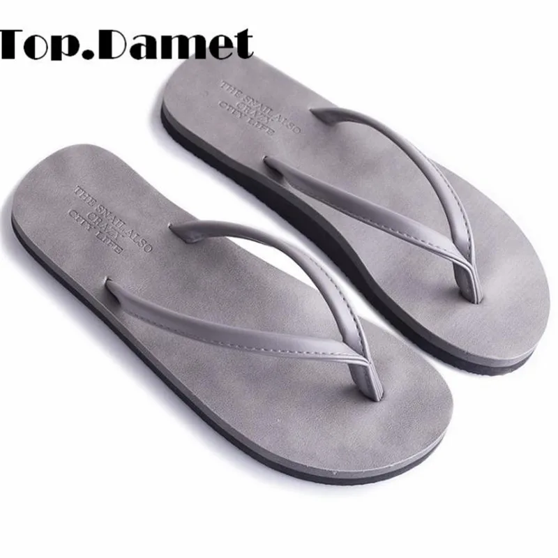 Top.Damet Women Slippers Fashion Summer Flat with Non Slip Beach Shoes Plus Size Casual Sandals Solid Color Flip Flops Female 
