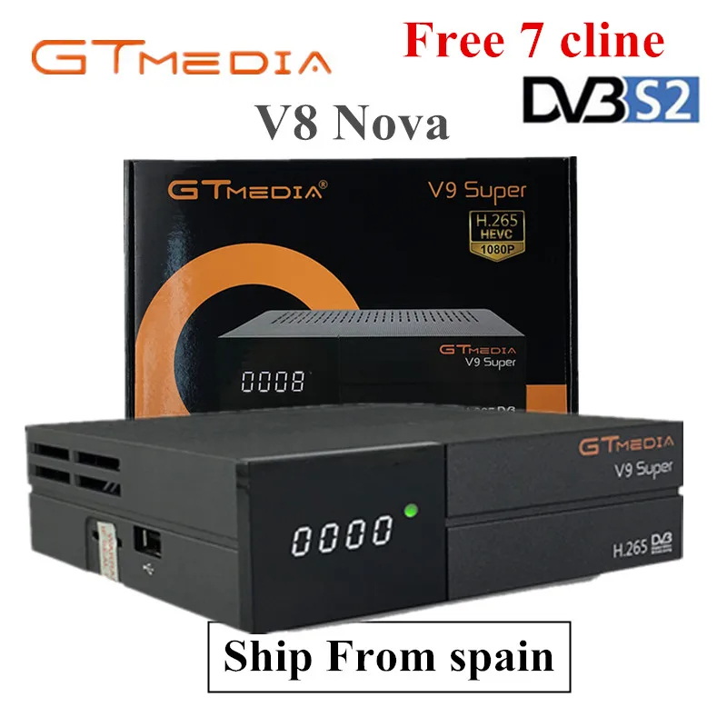 

GTMedia Freesat V9 Super Full HD H.265 DVB-S2 decoder Satellite Receiver Same Built Wifi V8 Nova 1 Year Europe Cccam line Free