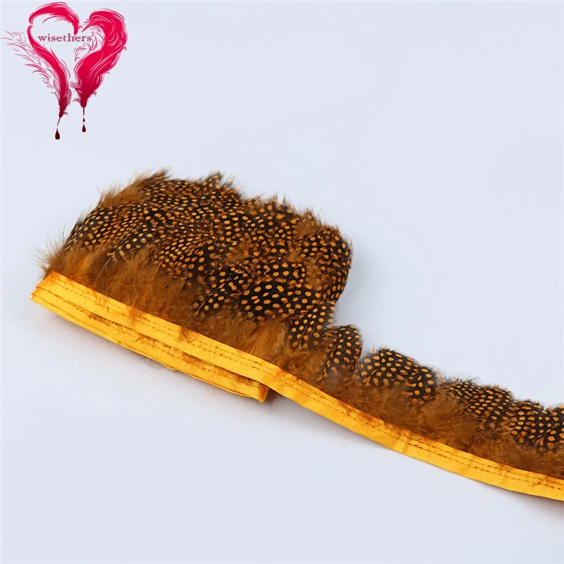 8 orange guinea fowl feather trims 4